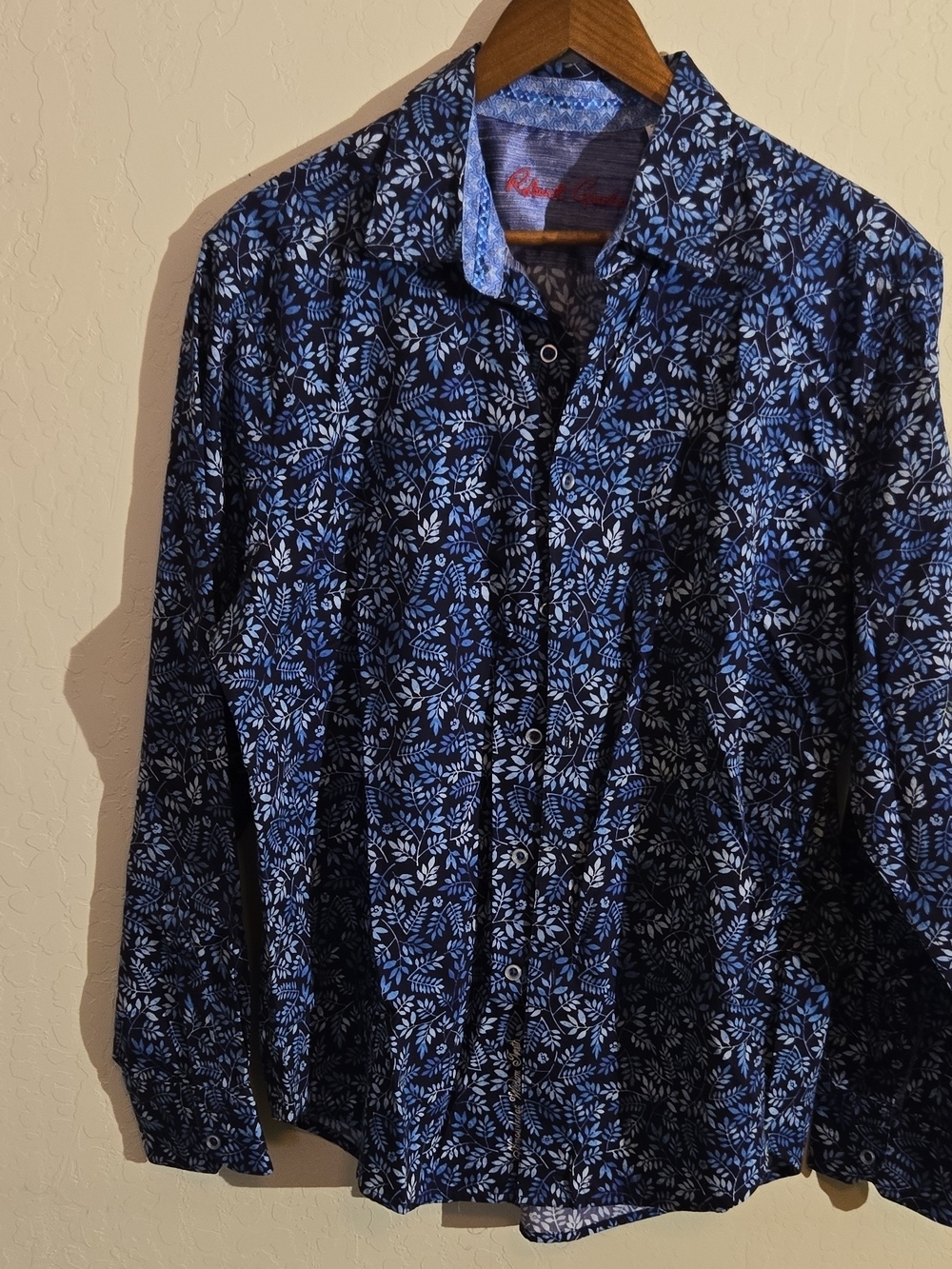 Men's Navy Blue Floral Button-Up Shirt Robert Graham
